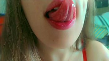 Babygirl sucking and begging for daddys cock with her cute mouth tongue out on her knees just waiting for ur load