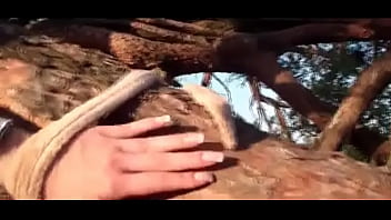 Awesome brunette hoe gets naked outdoor