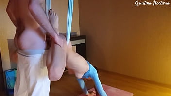 Fucked yoga instructor in a hammok