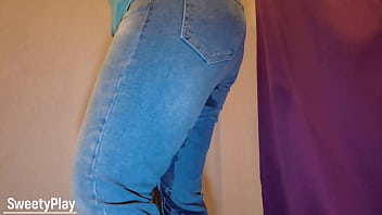 Jeans and pantie wetting with piss play