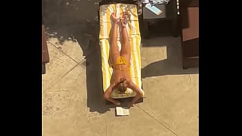 Blonde sunbathing