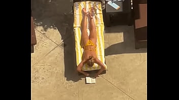 Blonde sunbathing
