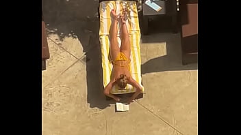 Blonde sunbathing