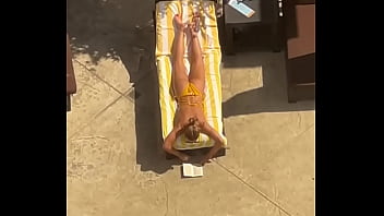 Blonde sunbathing
