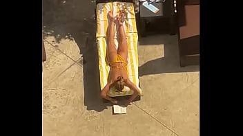 Blonde sunbathing