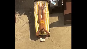 Blonde sunbathing
