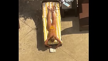 Blonde sunbathing