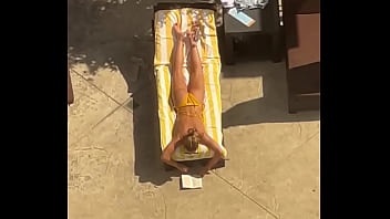 Blonde sunbathing