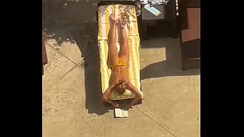 Blonde sunbathing