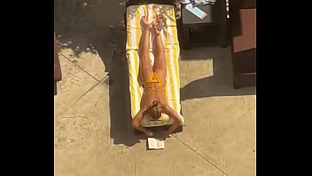 Blonde sunbathing