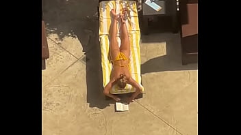 Blonde sunbathing