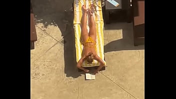 Blonde sunbathing