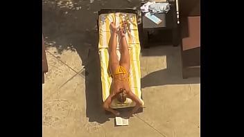 Blonde sunbathing