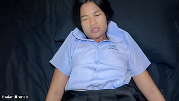 18yo thai student in school uniform fucked by tourist and cum on her face