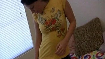 Wild brunette plays her pussy with a huge dildo