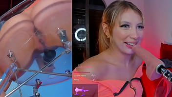 This girl enjoys the machine sucking gently and with the vibrator in her pussy
