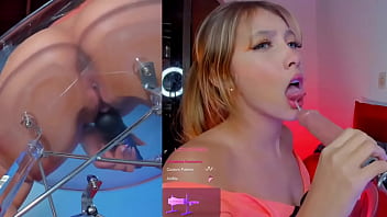 This girl enjoys the machine sucking gently and with the vibrator in her pussy