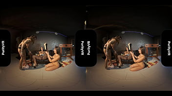 Two milfs bang a 18teen with strap on