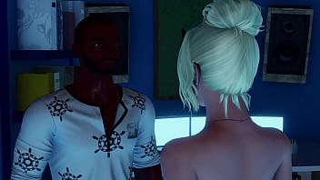 Blonde babe goes black