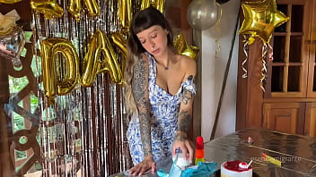 The best birthday surprise a real cock giving me until my ass is filled with milk