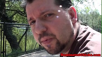 Busty sub deepthroats cock and gets fucked