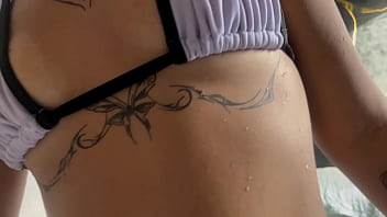 We went to take a bath in the pool then i stuck the plug in his ass until i came inside