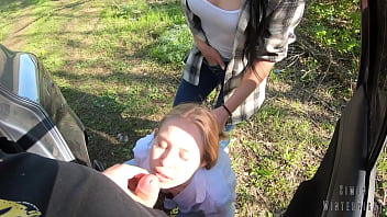 Perverted wife made her friend to suck me off and take a ton of cum on her face