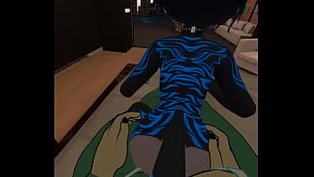 Mute cat grinds against bunny momma's clit until they both cum