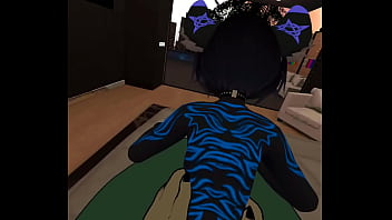 Mute cat grinds against bunny momma's clit until they both cum