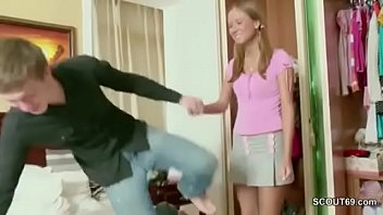 Seduce petite step sister to first fuck and creampie