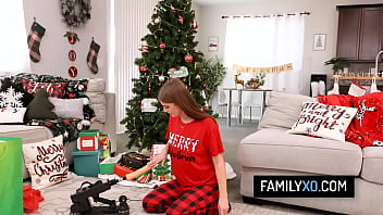 Hot stepfamily threesome for christmas