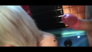 Hot blonde college babe sucks stiff cock