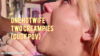 One hotwife two creampies hubby invited a friend over watched him fuck me with his huge bbc and fill my marrie