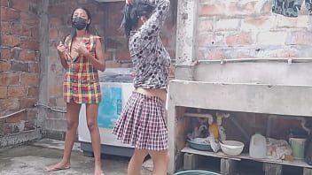 Mature leave their houses and go to the patio to show off their buttocks and flirt outdoors they are neat and discreet