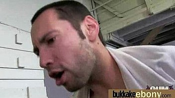 Ebony babe sucks too many white cocks 2