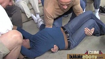 Ebony girl gang banged and covered in cum 14