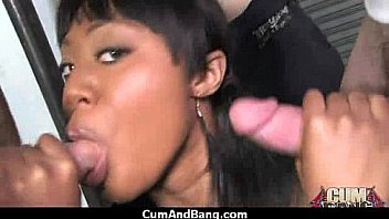 Amateur ebony interracial group sex with facial 14