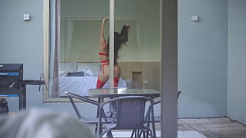 How lucky i am to have a juicy neighbor is it a pity that she caught me jerking off or not