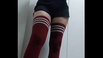 Cheeky change room slutty tops try on topless & nude thigh high socks not wearing panties