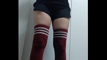 Cheeky change room slutty tops try on topless & nude thigh high socks not wearing panties