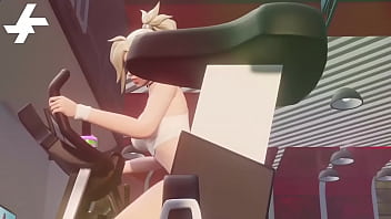 Girl riding on a bicycle with dildo