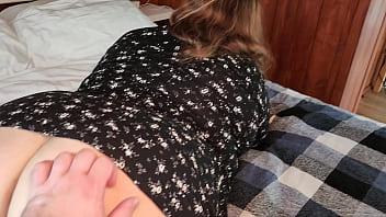 Long dreamed of sensually fucking the plump pussy of his beautiful girlfriend with a huge ass and juicy tits and cum on her ass hot jet