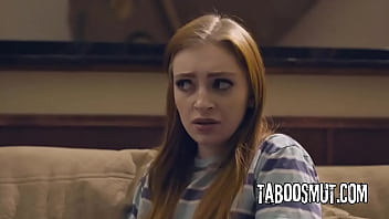 Hot redhead teen has foursome sex with new step family