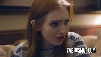 Hot redhead teen has foursome sex with new step family