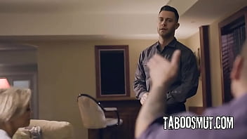 Hot redhead teen has foursome sex with new step family