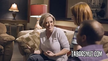 Hot redhead teen has foursome sex with new step family