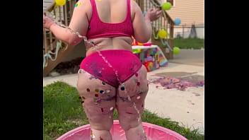 Joan day birthday cake fun and hose down