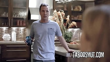 Petite blonde babysitter don't mind cheating her boyfriend with house owner