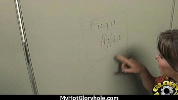 Black chick gives gloryhole blowjob 24