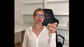 Sexy secretary flirts and masturbates in front of you